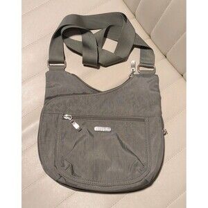 Baggalloni Gray Leopard Print Crossbody Travel Organizer Bag Lightweight Nylon